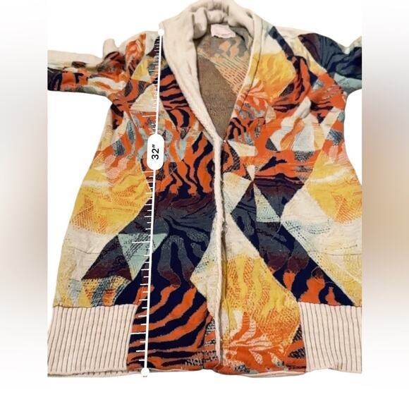 RTR Aldo Martins Naeba Geometric Multicolor Patchwork‎ Long Sleeve Cardigan Sz 2 - Picture 13 of 13
